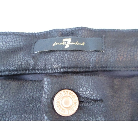 7 for all Mankind Jeans Jeggings Size 32 Black Faux/Vegan Leather Skinny Pants - Picture 10 of 16